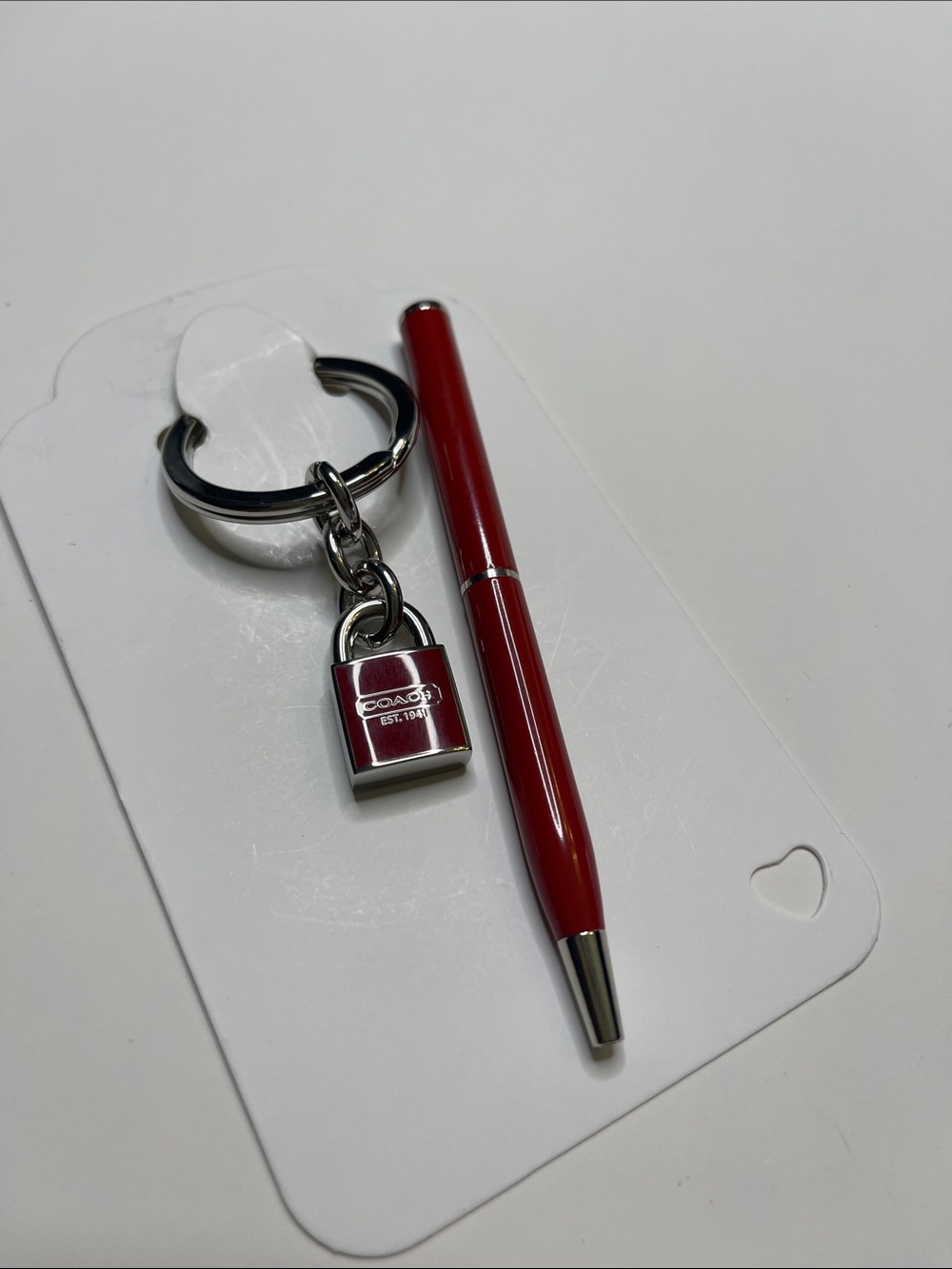COACH Red Padlock Keychain and Coach Pen - Picture 6 of 8